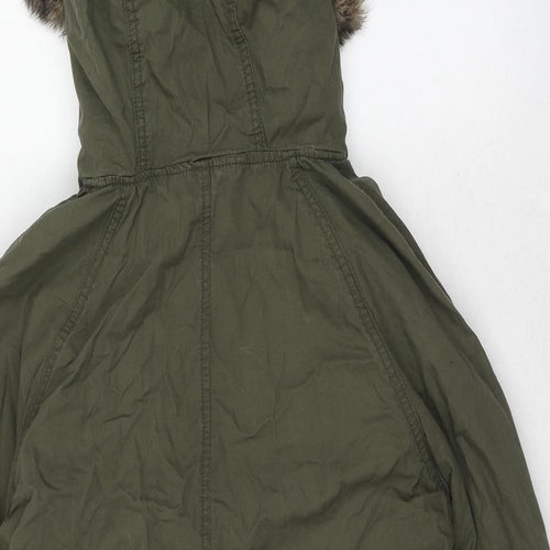 Topshop Womens Green Parka Coat Size 6 Zip