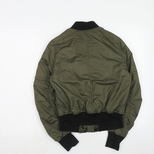 Topshop Womens Green Bomber Jacket Jacket Size 6 Zip