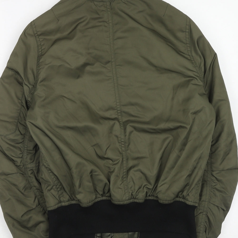 Topshop Womens Green Bomber Jacket Jacket Size 6 Zip