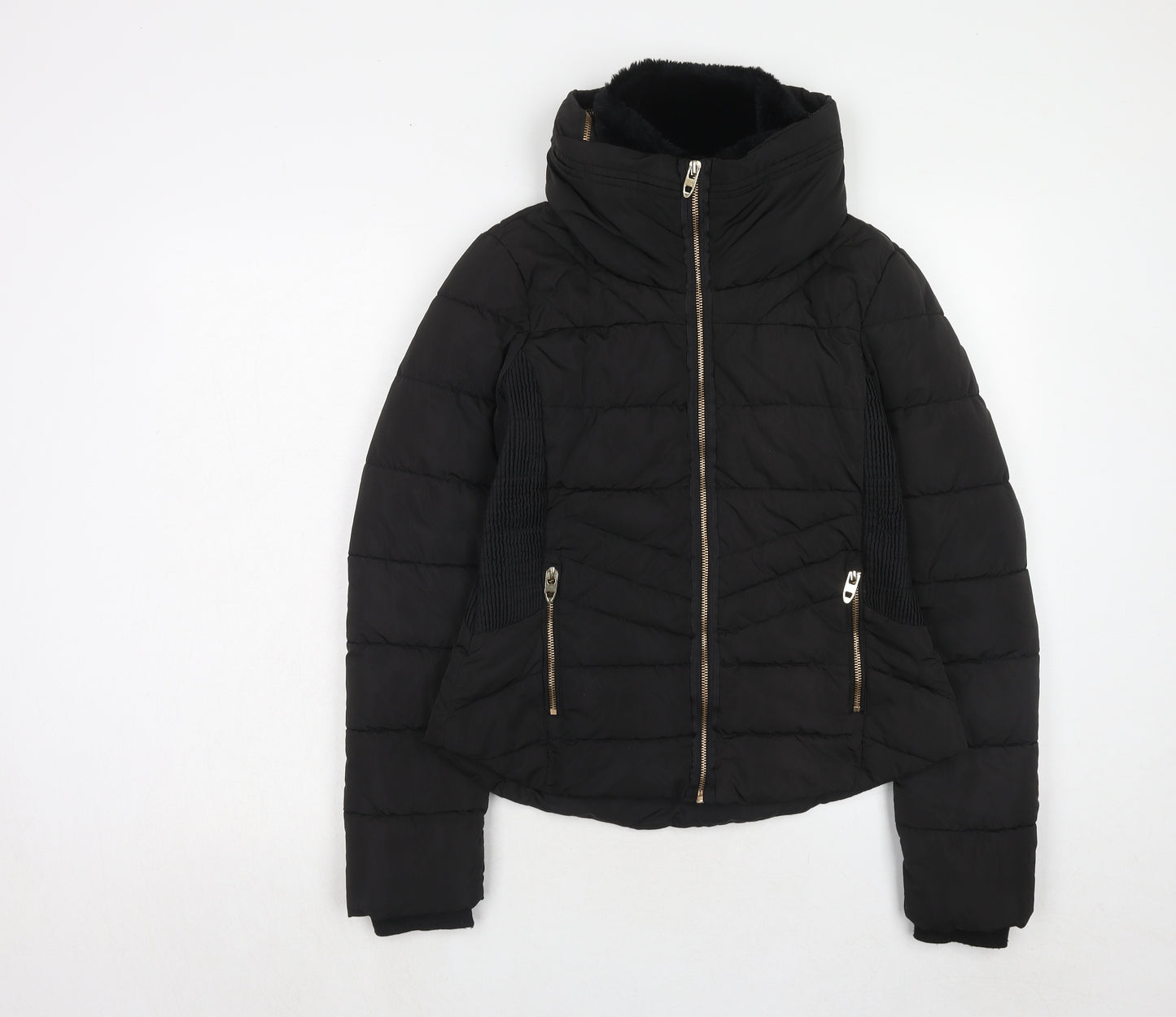 Zara Womens Black Puffer Jacket Jacket Size S Zip