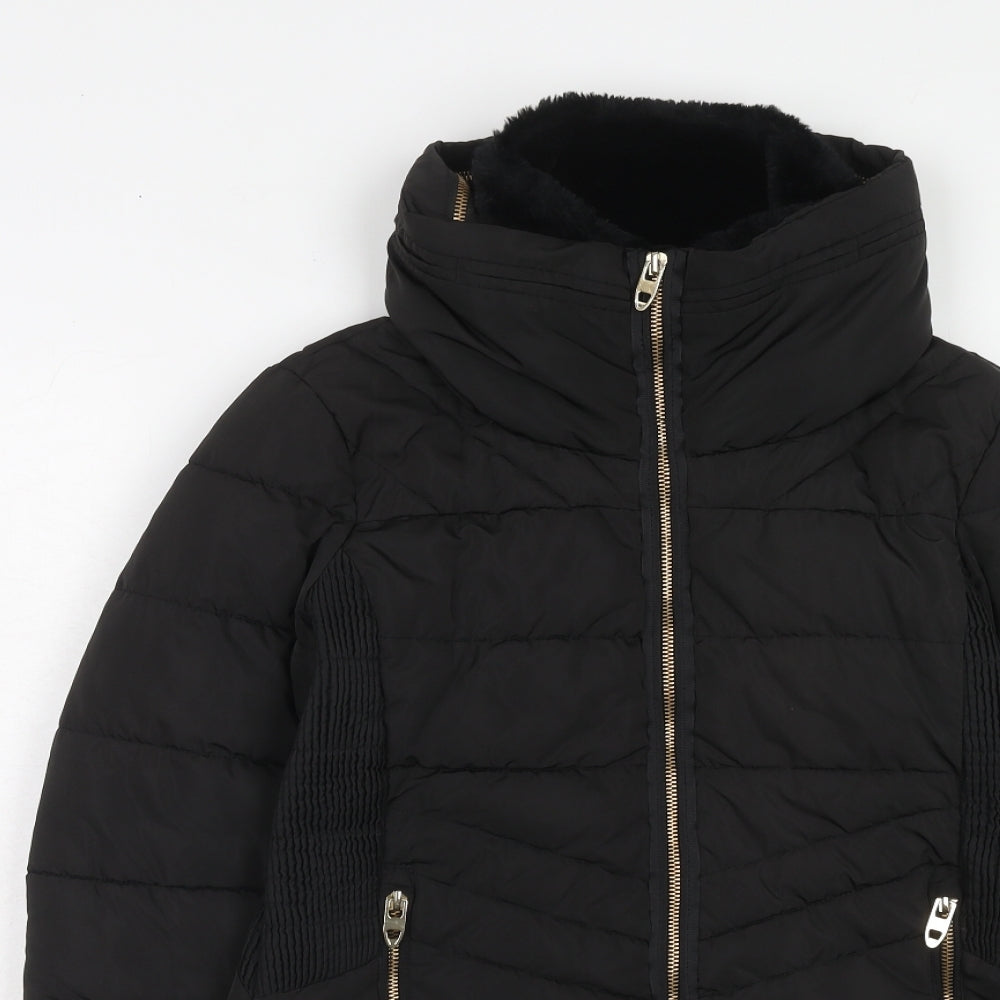 Zara Womens Black Puffer Jacket Jacket Size S Zip