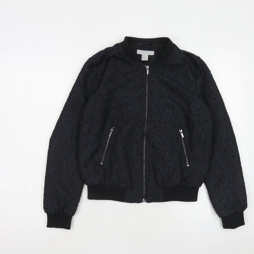 H&M Womens Blue Bomber Jacket Jacket Size 8 Zip