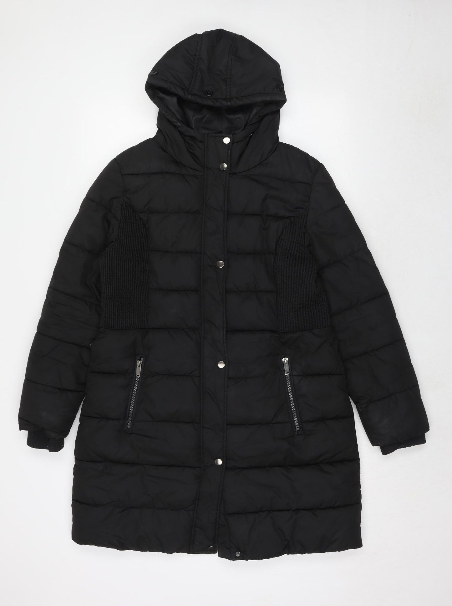 Bonmarché Womens Black Quilted Coat Size 12 Zip