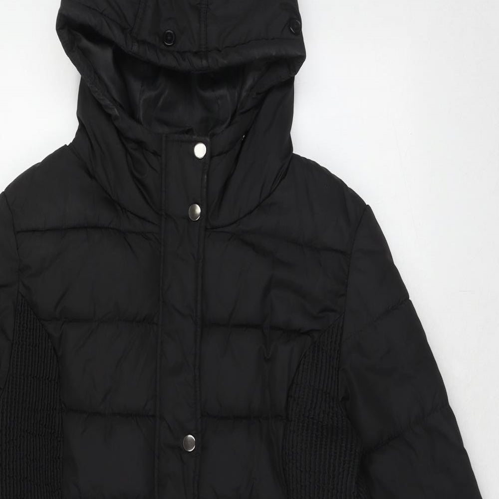 Bonmarché Womens Black Quilted Coat Size 12 Zip