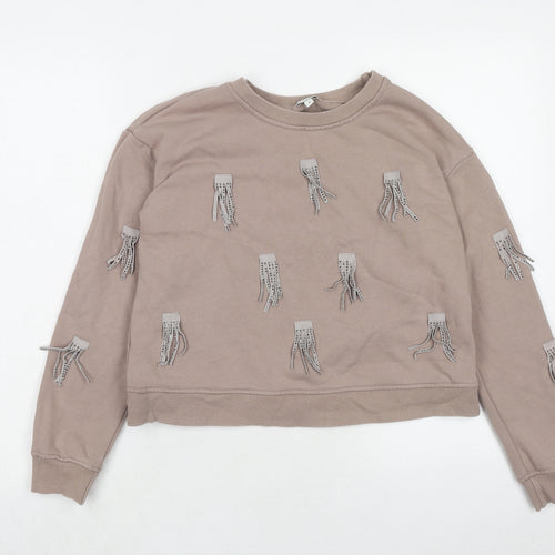 River Island Womens Brown Cotton Pullover Sweatshirt Size 6 Pullover