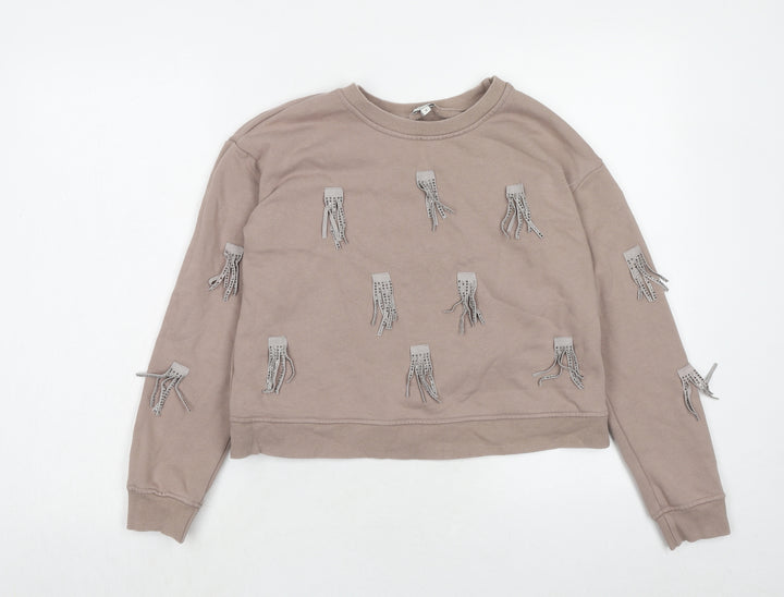 River Island Womens Brown Cotton Pullover Sweatshirt Size 6 Pullover
