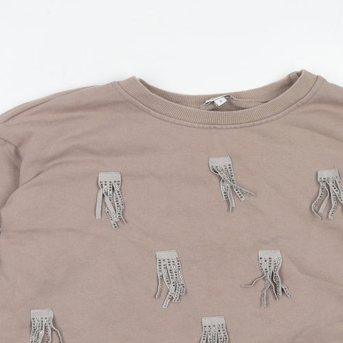 River Island Womens Brown Cotton Pullover Sweatshirt Size 6 Pullover