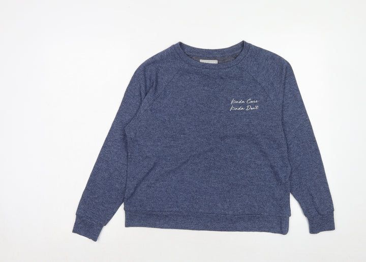 New Look Womens Blue Polyester Pullover Sweatshirt Size S Pullover - Kinda Care Kinda Don't