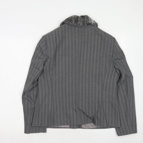Max Pierre Womens Grey Striped Wool Jacket Suit Jacket Size 14