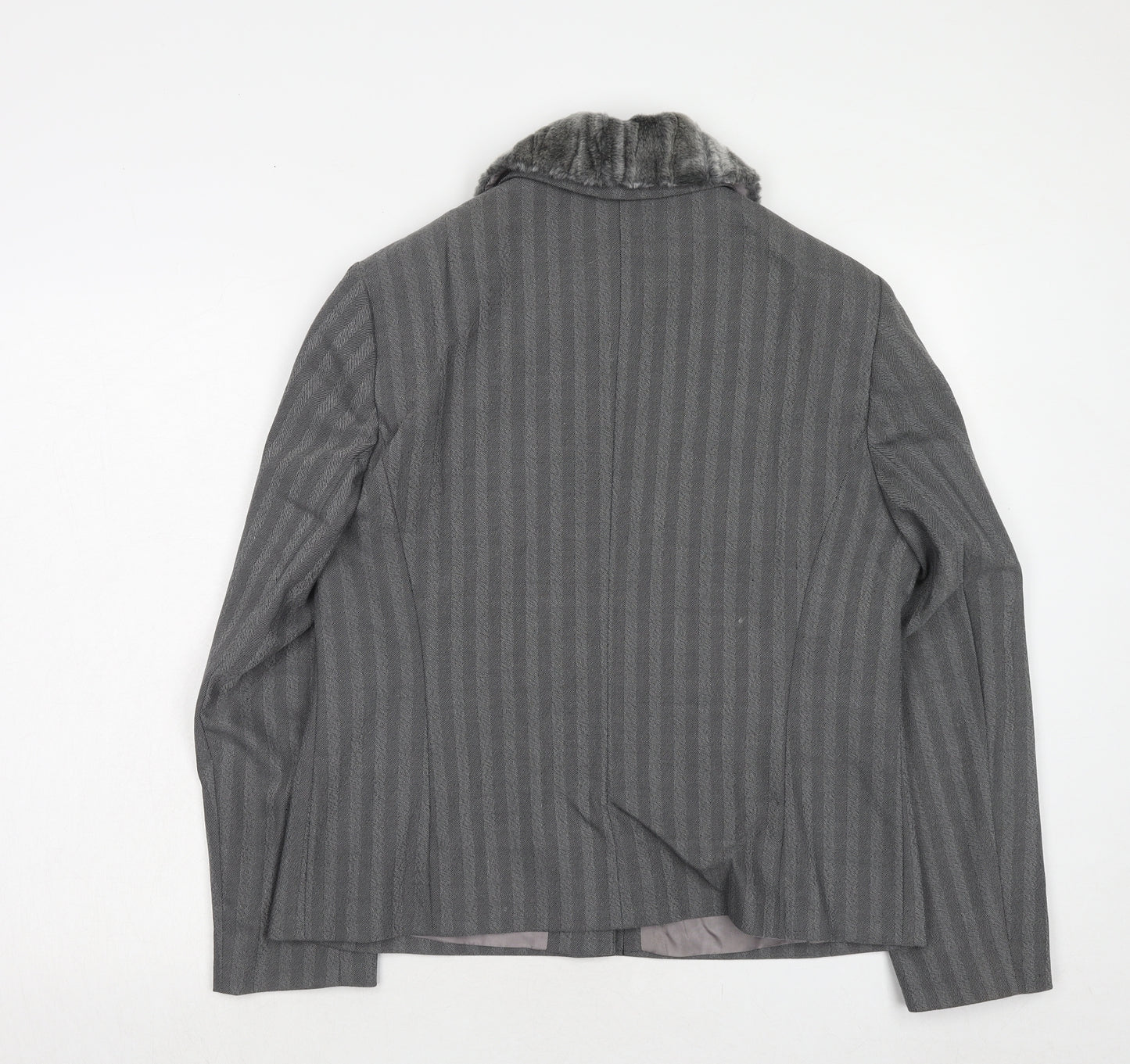 Max Pierre Womens Grey Striped Wool Jacket Suit Jacket Size 14