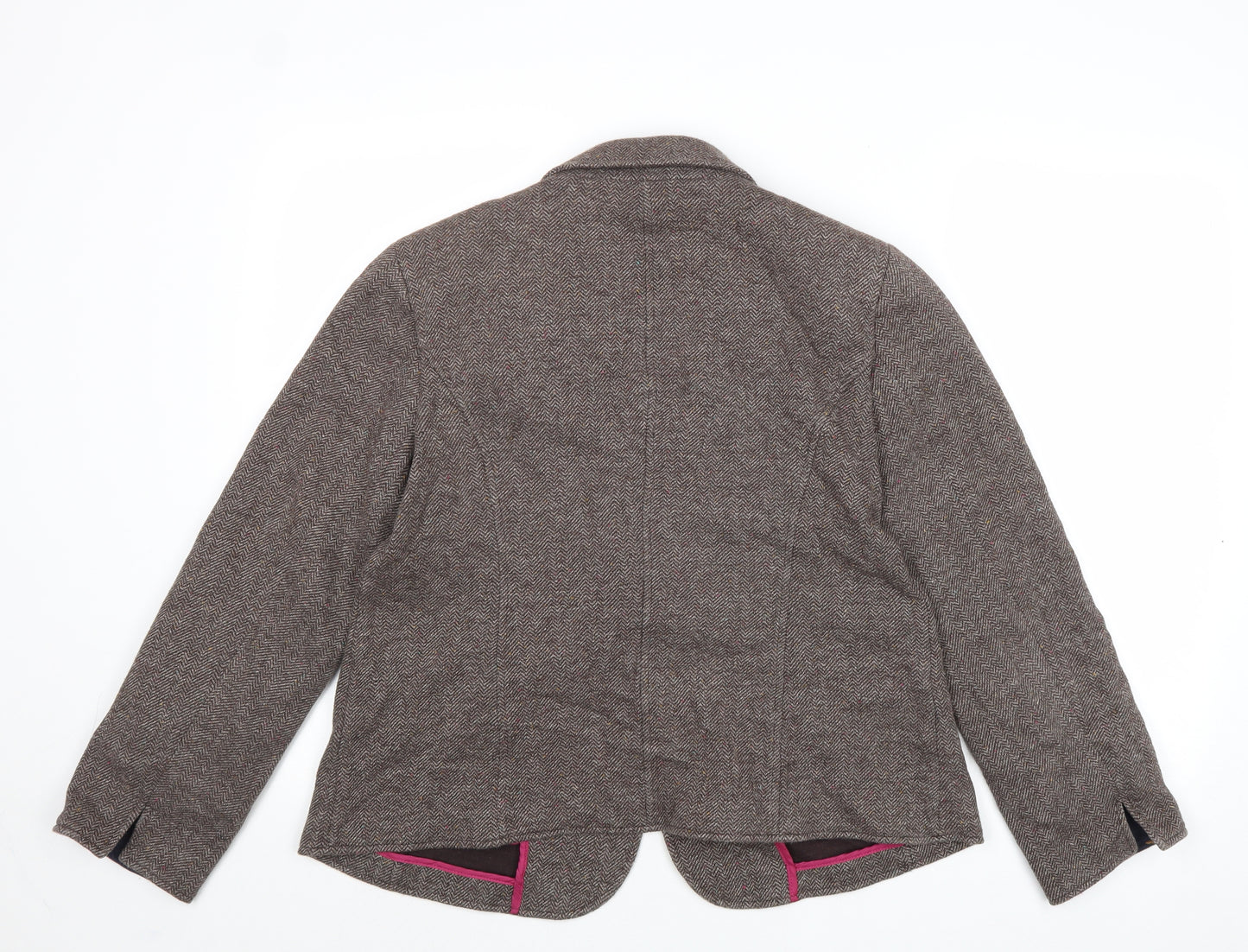 Joules Womens Brown Geometric Jacket Blazer Size 16 Button
