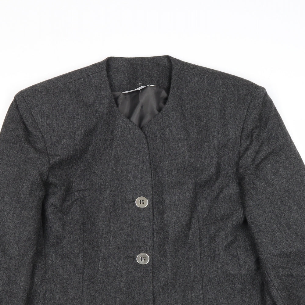 Barry Sherrard Womens Grey Jacket Blazer Size 12 Button