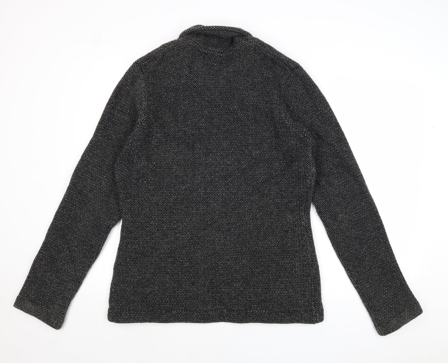 William Hunt Mens Grey Collared Geometric Wool Cardigan Jumper Size M Long Sleeve