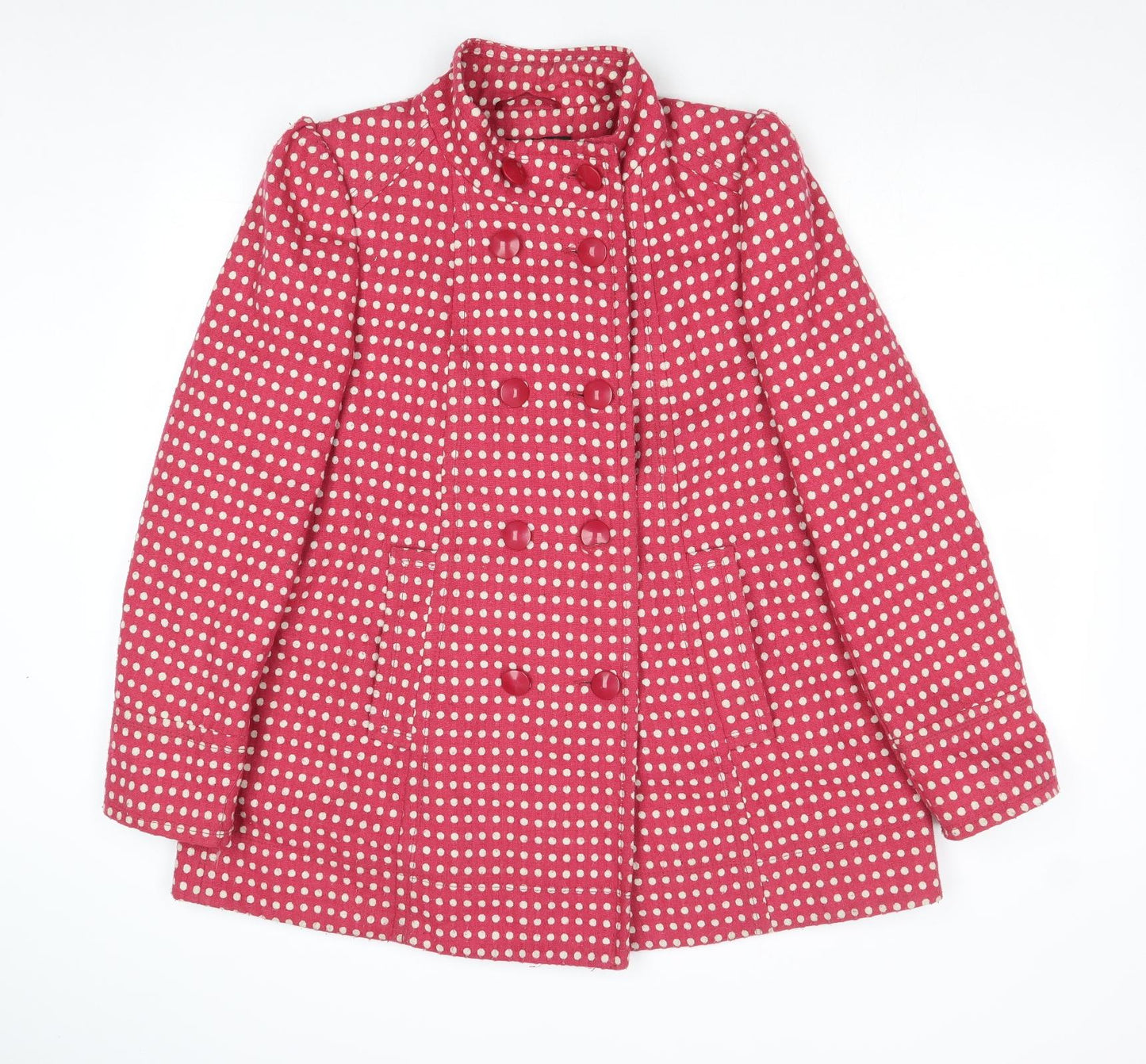 NEXT Womens Pink Polka Dot Jacket Size 14 Button