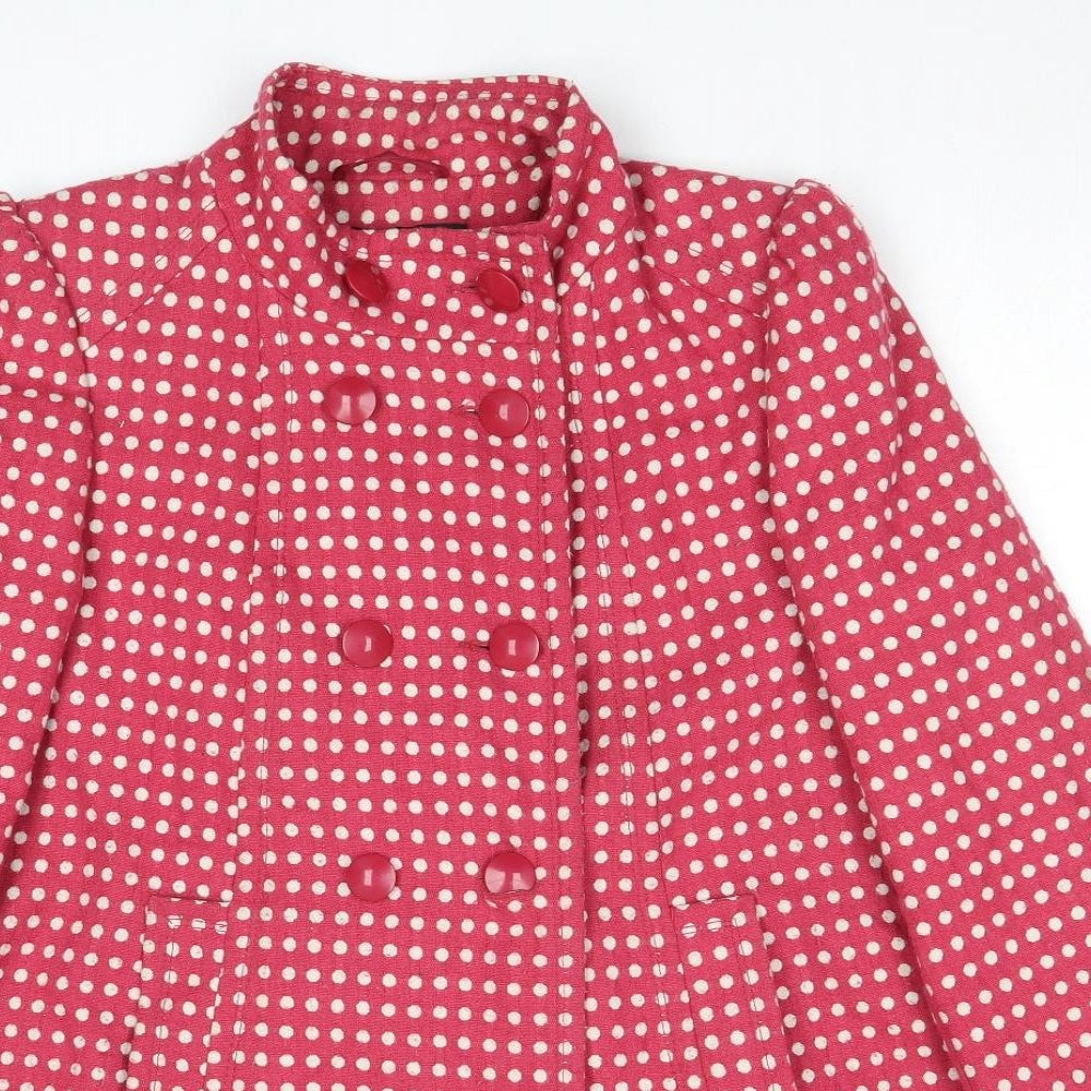 NEXT Womens Pink Polka Dot Jacket Size 14 Button