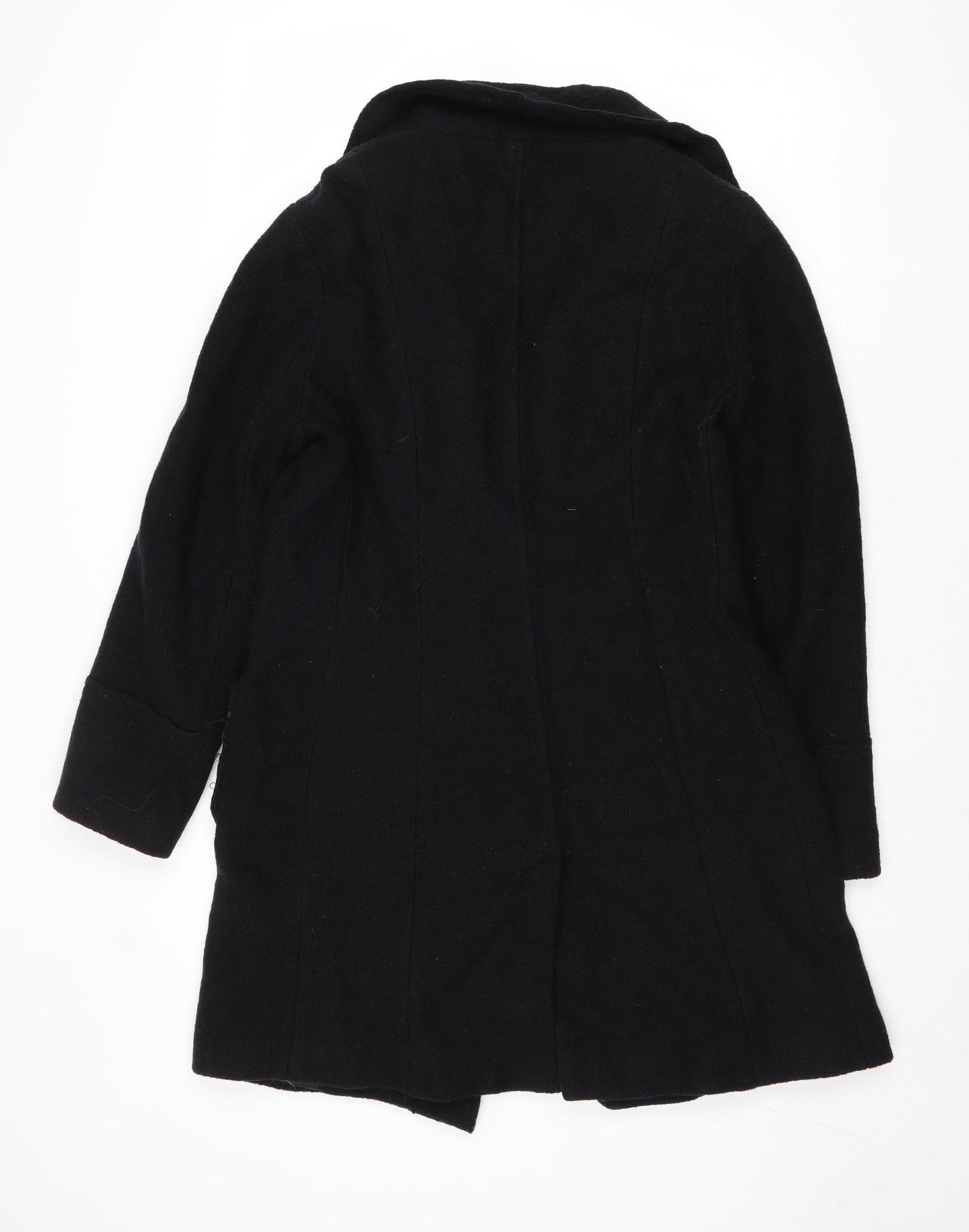 NEXT Womens Black Overcoat Coat Size 14 Button