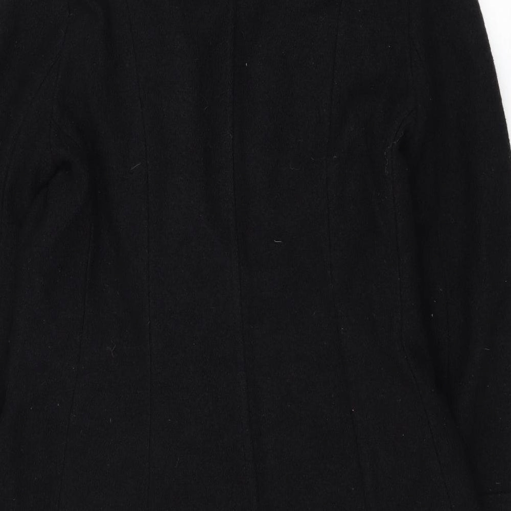 NEXT Womens Black Overcoat Coat Size 14 Button