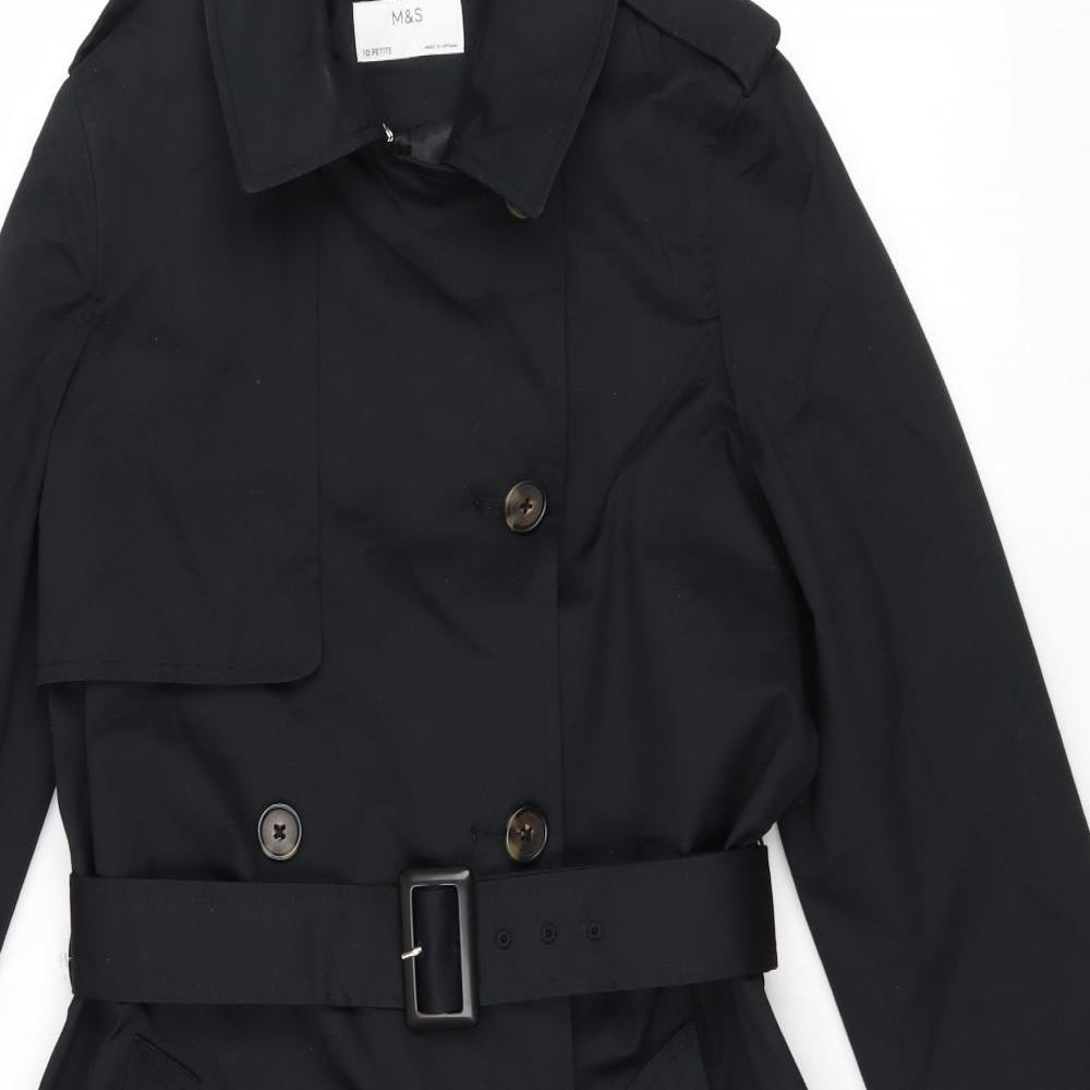 Marks and Spencer Womens Black Trench Coat Coat Size 10 Button