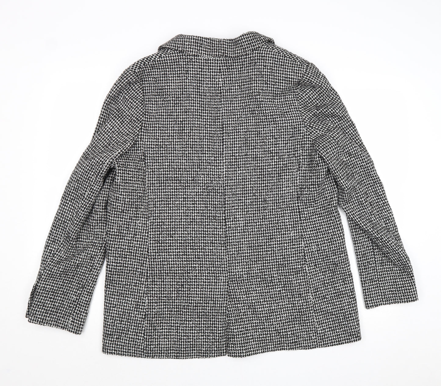 Marks and Spencer Womens Black Geometric Jacket Blazer Size 14 Button