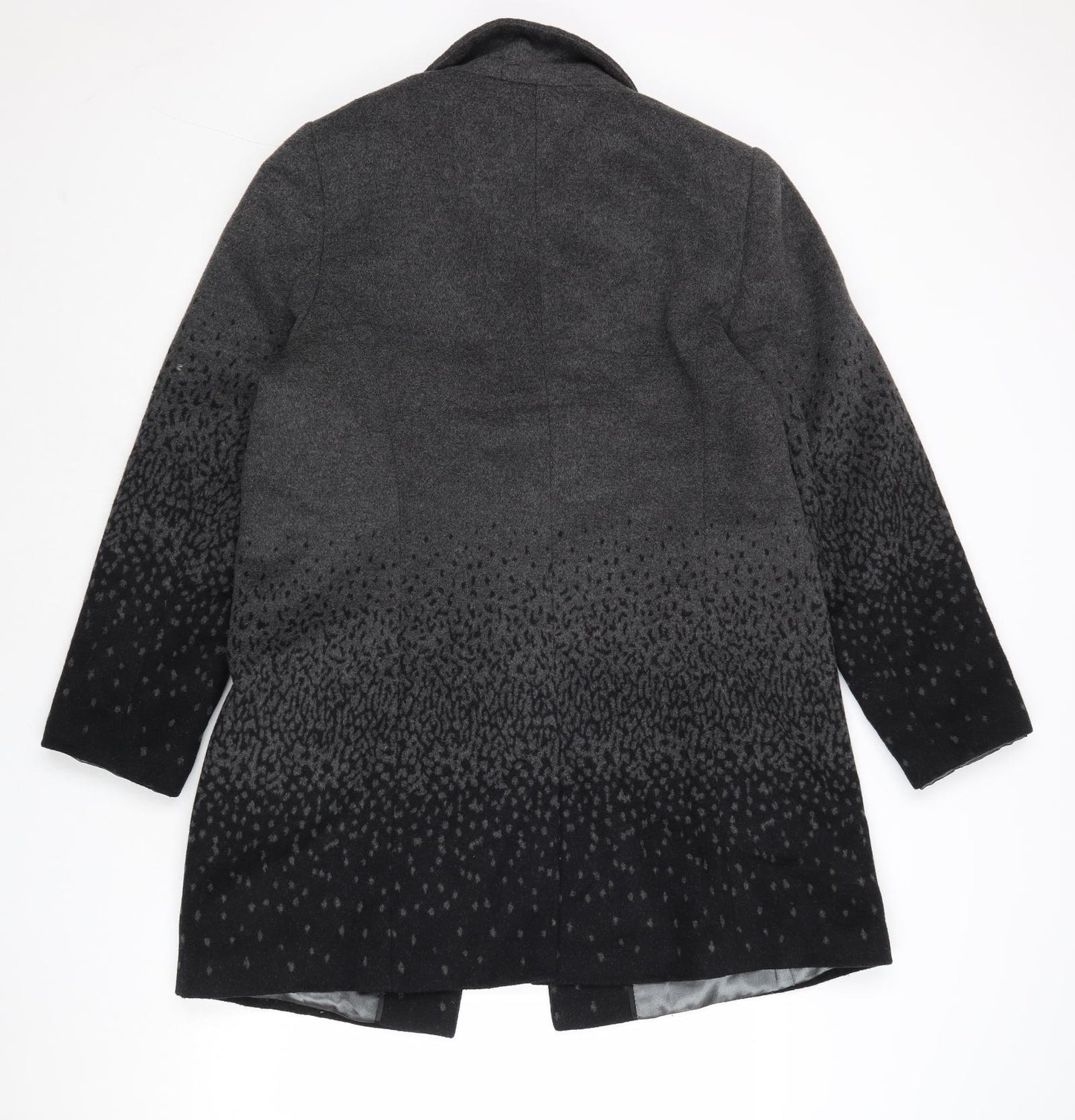 Betty Jackson Womens Grey Geometric Overcoat Coat Size 16 Snap