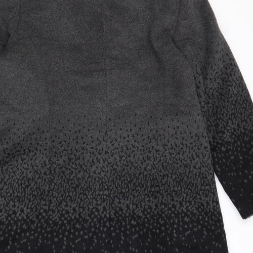 Betty Jackson Womens Grey Geometric Overcoat Coat Size 16 Snap