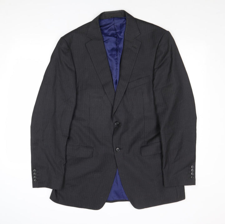 Marks and Spencer Mens Grey Striped Wool Jacket Suit Jacket Size 42 Regular