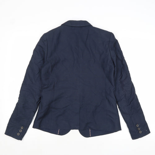 Jack Wills Womens Blue Cotton Jacket Blazer Size 8