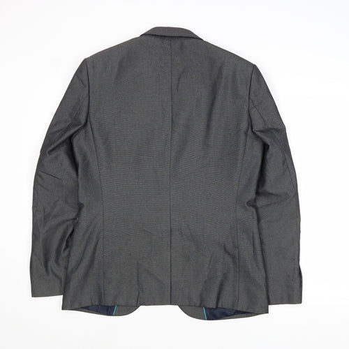 Marks and Spencer Mens Grey Geometric Polyester Jacket Suit Jacket Size 38 Regular