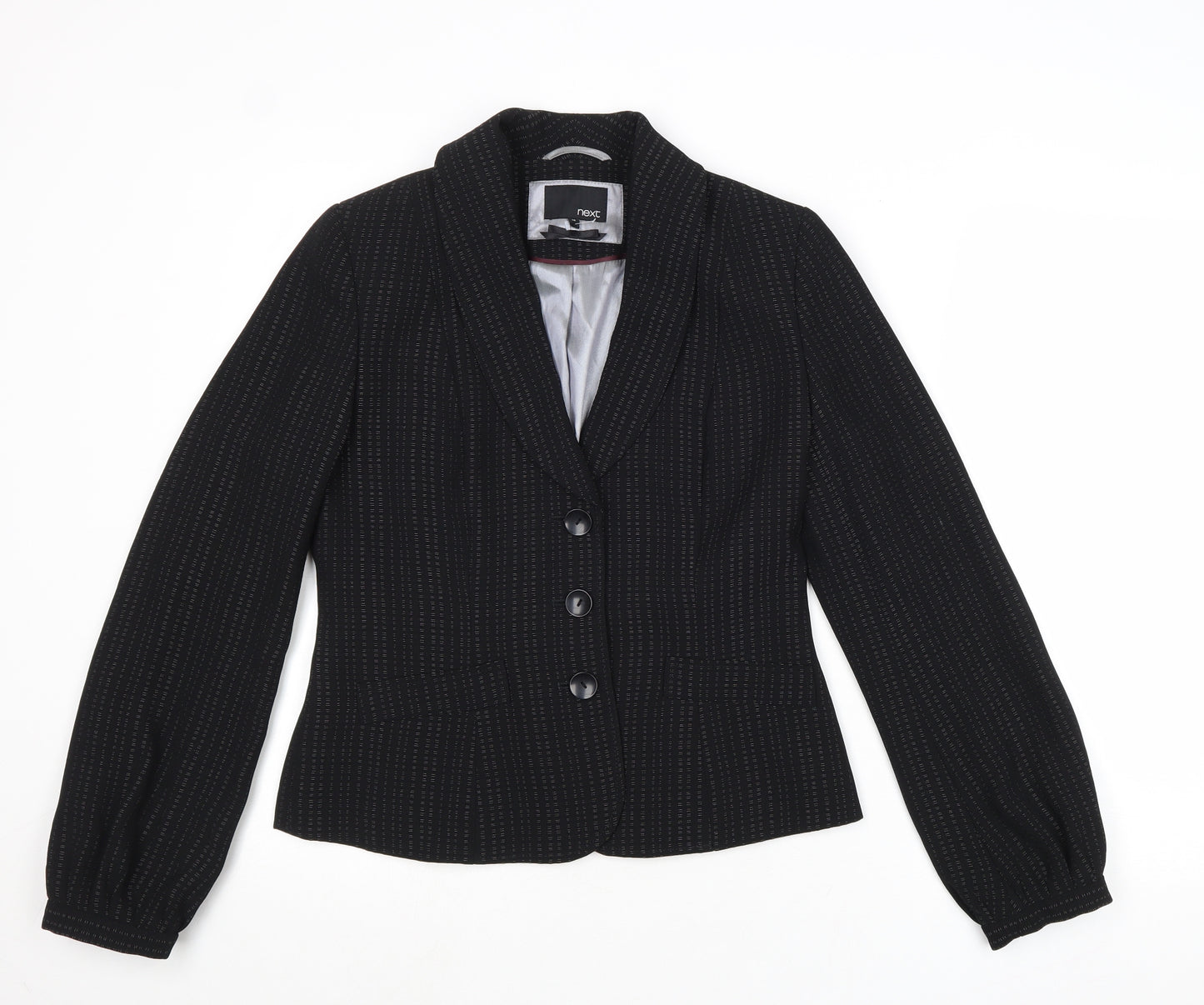 NEXT Womens Black Geometric Jacket Blazer Size 10 Button