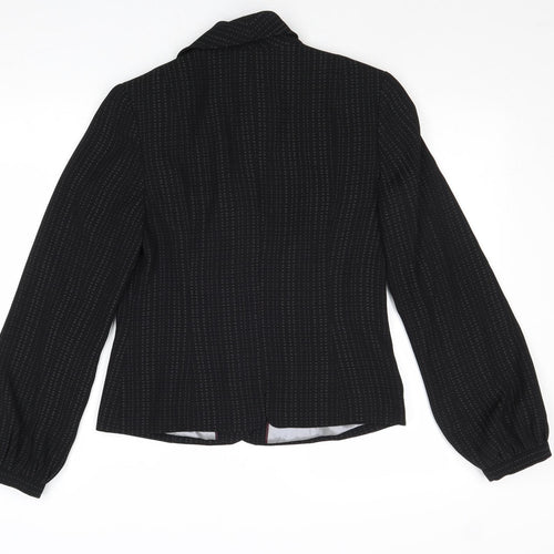 NEXT Womens Black Geometric Jacket Blazer Size 10 Button