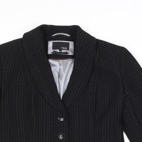 NEXT Womens Black Geometric Jacket Blazer Size 10 Button