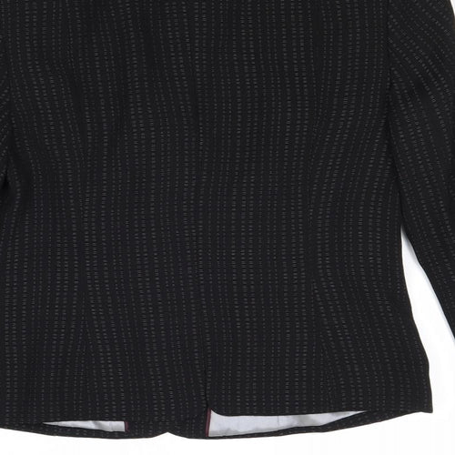 NEXT Womens Black Geometric Jacket Blazer Size 10 Button