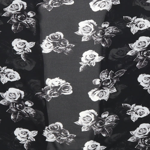 New Look Girls Black Floral Polyester Kimono Blouse Size M V-Neck