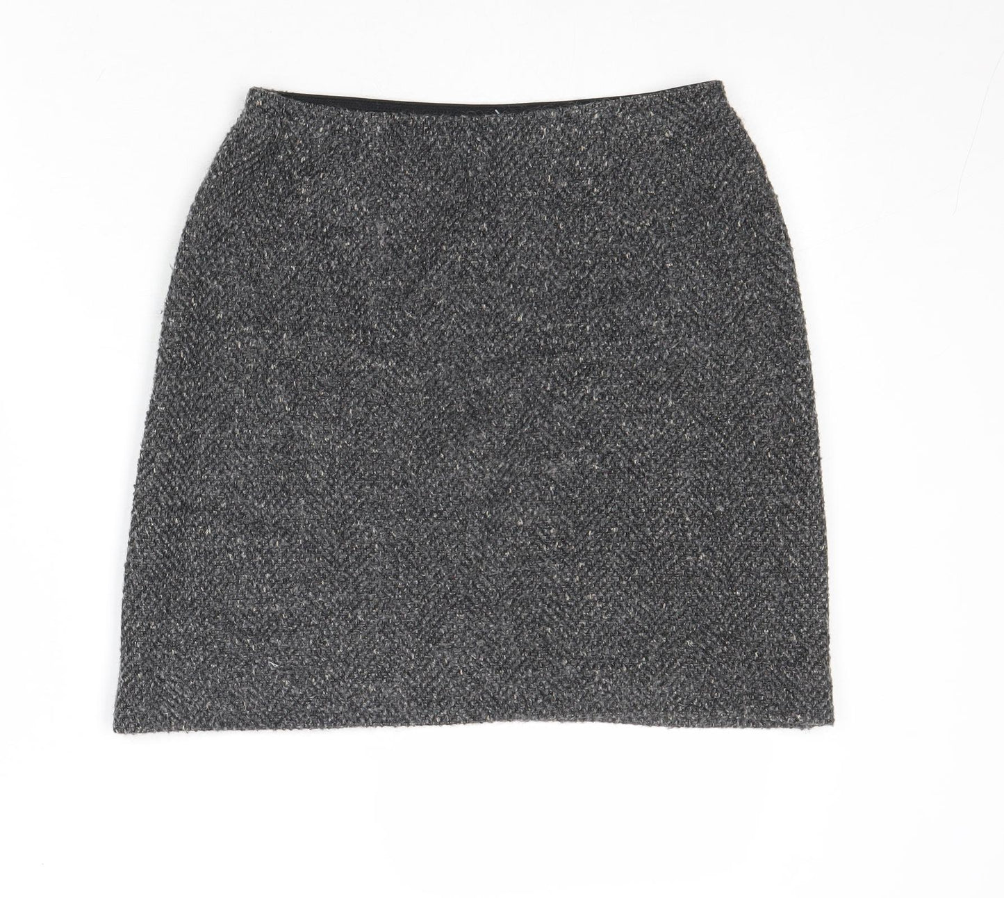 Marks and Spencer Womens Grey Herringbone Acrylic A-Line Skirt Size 10