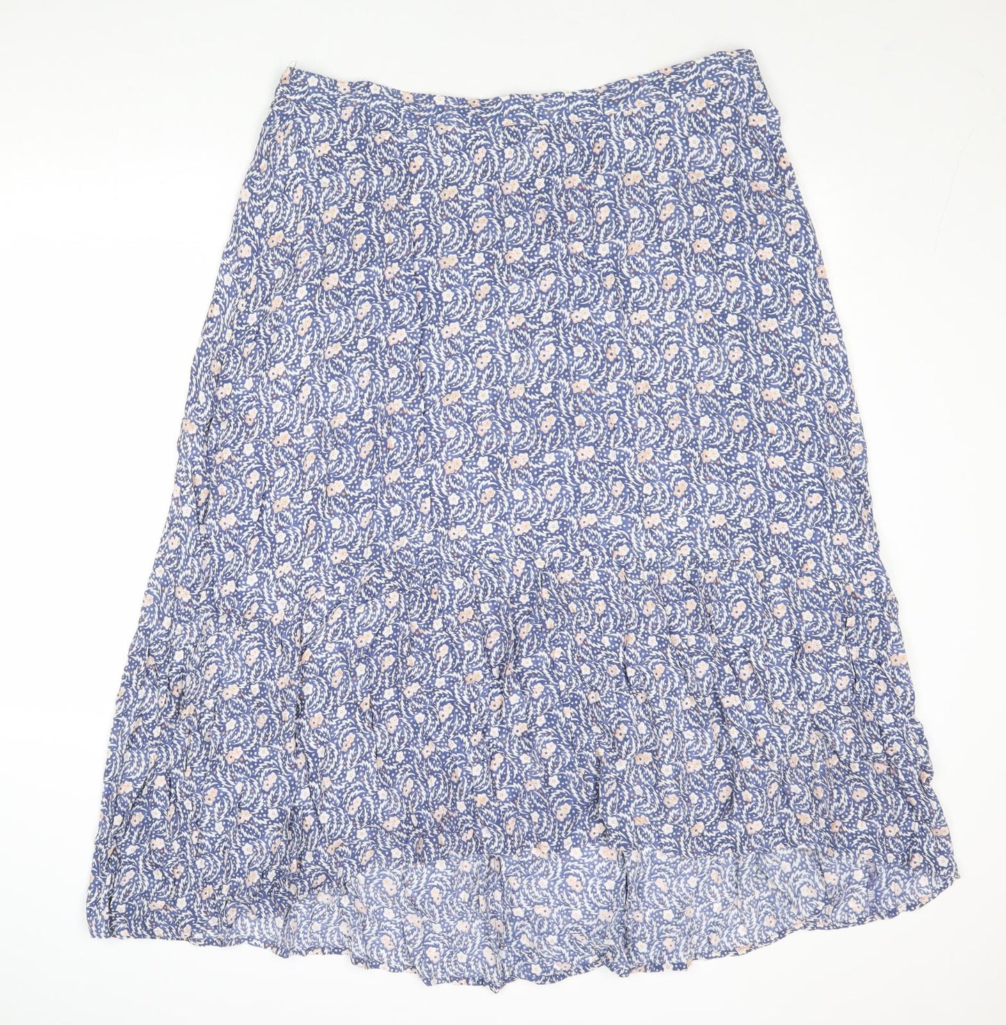 Per Una Womens Blue Geometric Viscose Swing Skirt Size 20 Zip