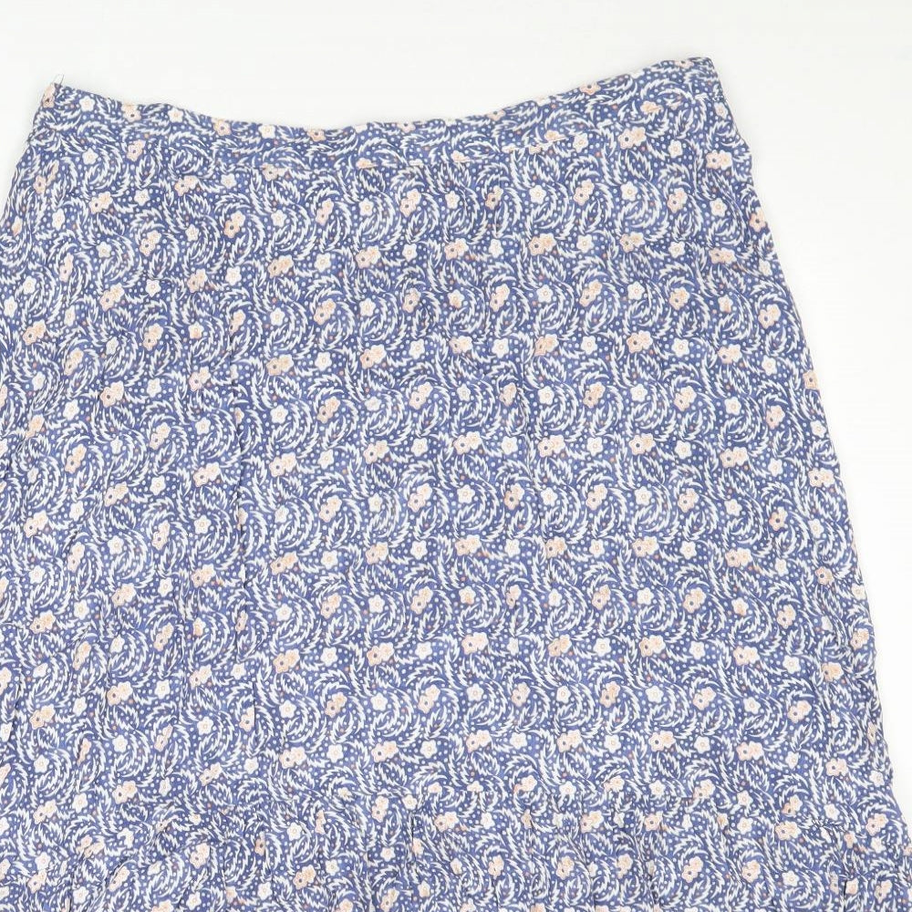 Per Una Womens Blue Geometric Viscose Swing Skirt Size 20 Zip