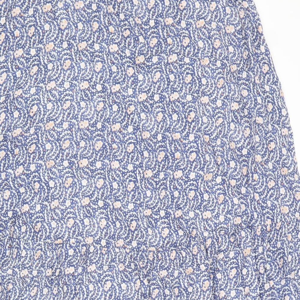 Per Una Womens Blue Geometric Viscose Swing Skirt Size 20 Zip