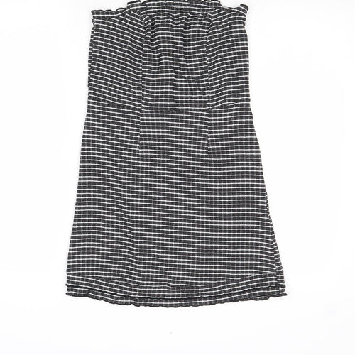 Topshop Womens Black Striped Polyester Mini Size 10 Square Neck Zip