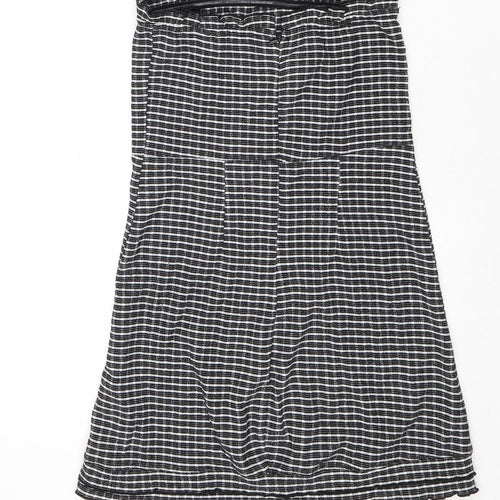 Topshop Womens Black Striped Polyester Mini Size 10 Square Neck Zip