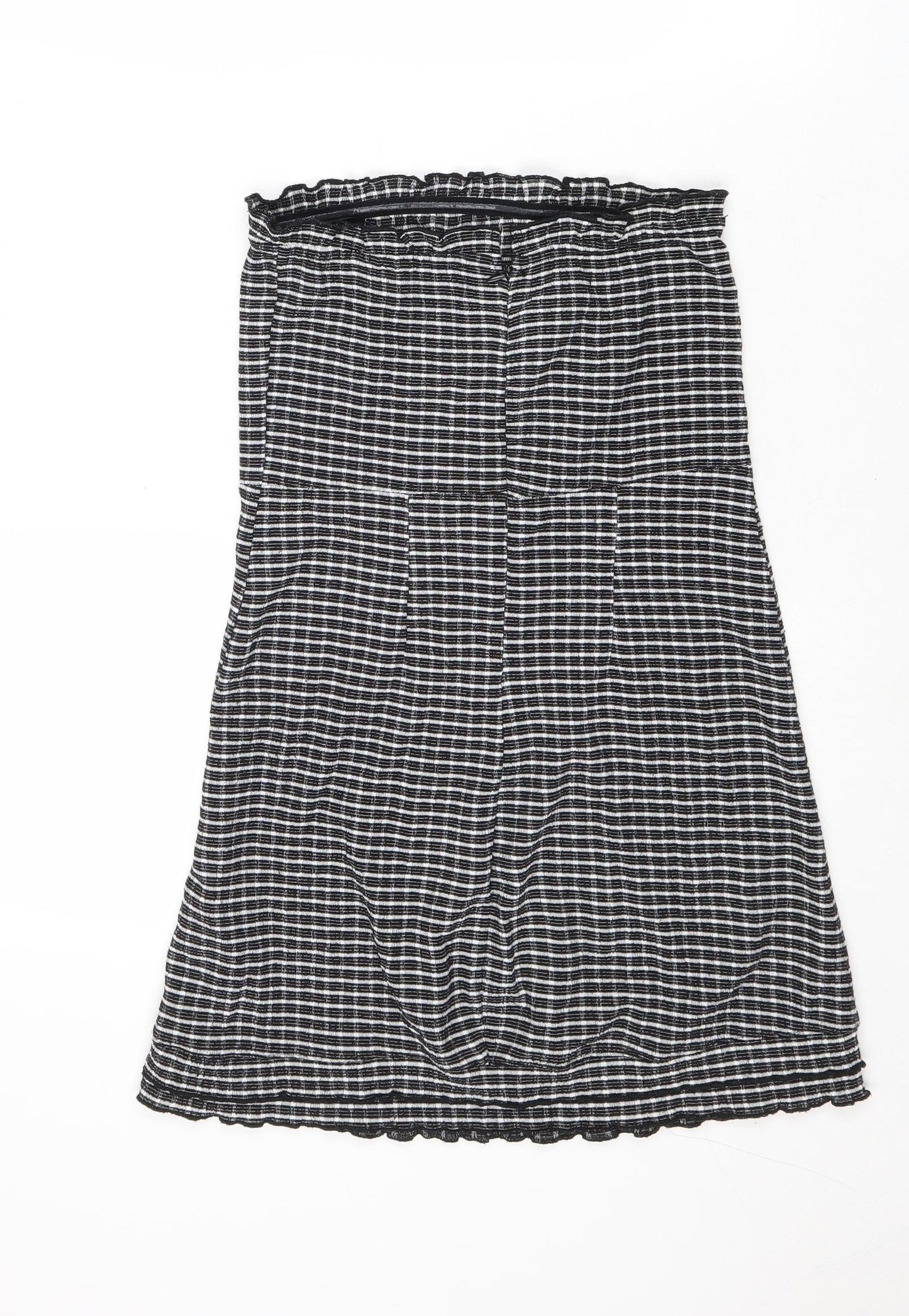 Topshop Womens Black Striped Polyester Mini Size 10 Square Neck Zip