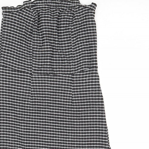 Topshop Womens Black Striped Polyester Mini Size 10 Square Neck Zip
