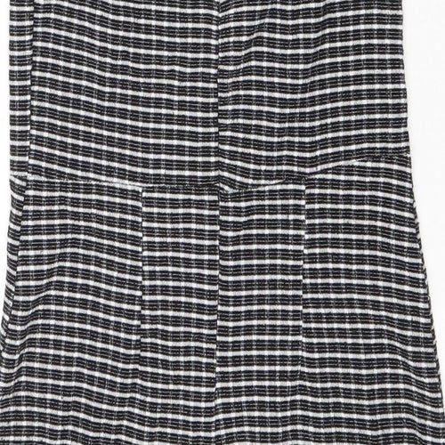 Topshop Womens Black Striped Polyester Mini Size 10 Square Neck Zip