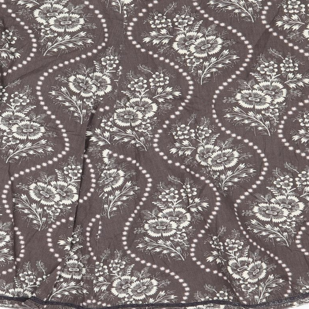 Monsoon Womens Brown Floral Cotton Swing Skirt Size 16 Zip