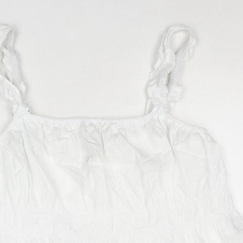 Divided by H&M Womens White Cotton Basic Tank Size L Round Neck