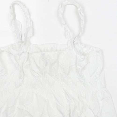 Divided by H&M Womens White Cotton Basic Tank Size L Round Neck