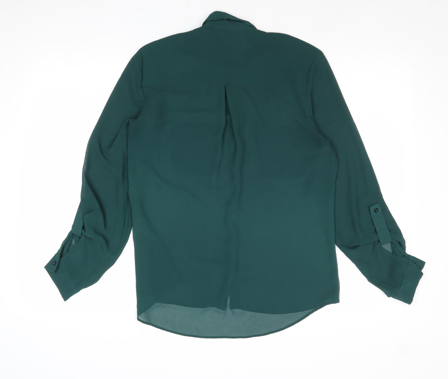 New Look Womens Green Polyester Basic Button-Up Size 10 Collared