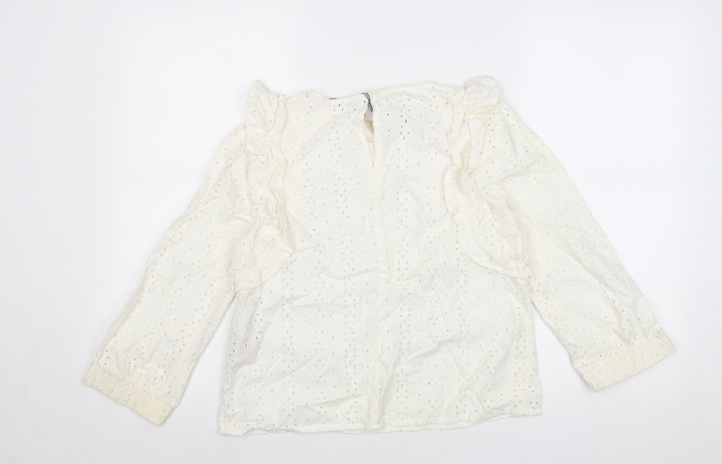 Only Womens Ivory Cotton Basic Blouse Size 8 Round Neck