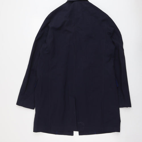 Tyrwhitt Mens Blue Overcoat Coat Size L Button