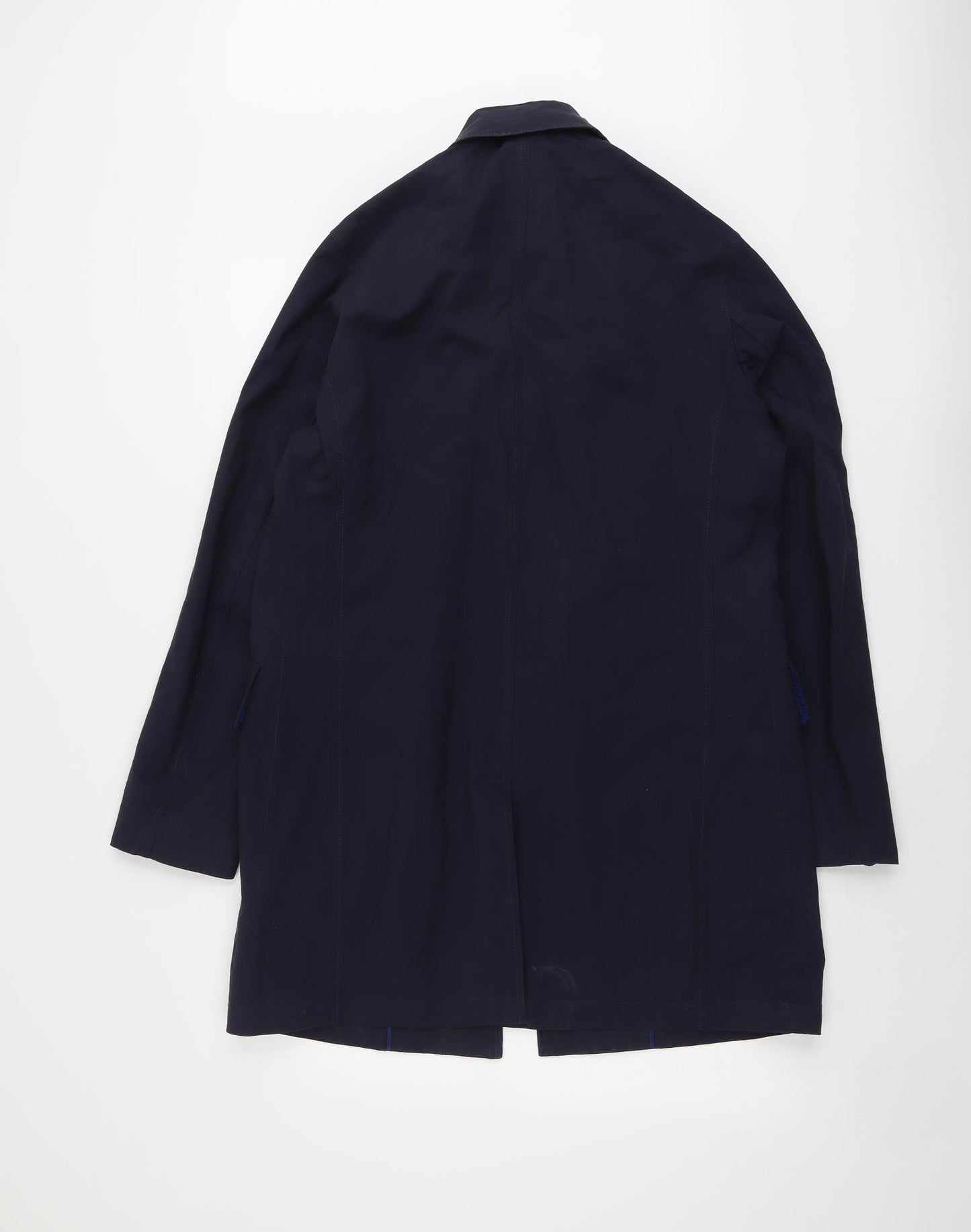 Tyrwhitt Mens Blue Overcoat Coat Size L Button