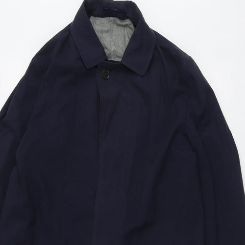 Tyrwhitt Mens Blue Overcoat Coat Size L Button
